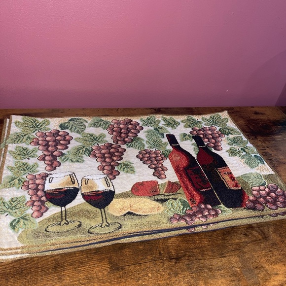 Placemats Square Multi Colored Wine Theme Set of 4 - Picture 1 of 8
